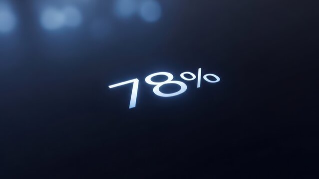 Glowing 78% progress indicator in a blurred blue-black background - Powered by Adobe