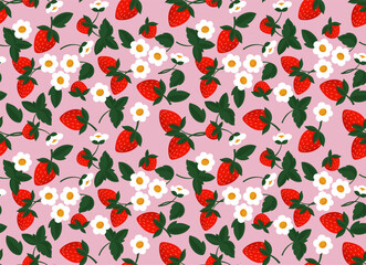 Seamless strawberry pattern design. Fruit pattern background.