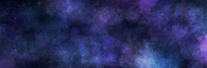 Fototapeta premium Swirling Blue and Purple Nebula with Starfield