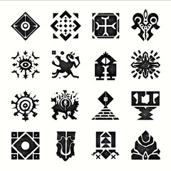 dwarven symbols dungeon and dragons style clean vector lines on a white background