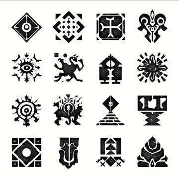 dwarven symbols dungeon and dragons style clean vector lines on a white background