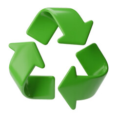 3D Green Recycling Symbol with Arrows for Eco-Friendly Practices and Sustainable Living