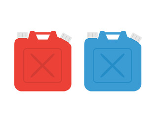 灯油をいれる赤色と青色のポリタンクのイラスト