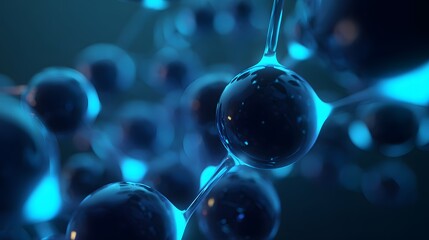 Abstract Blue Bubbles and Molecular Structures in a Scientific Concept.