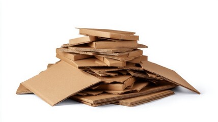 Stack of cardboard pieces on white background. Artificial intelligence image