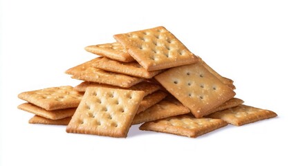 Stack of square crackers on white background. Artificial intelligence image