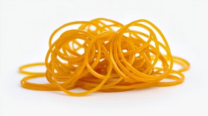 Tangle of rubber bands on white background. Artificial intelligence image