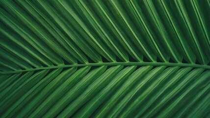 Radiant green palm leaf with vivid veins. Artificial intelligence image