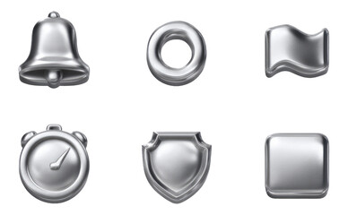 Silver Notification Symbols on a Transparent Background for Digital Alerts and Alerts