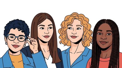 Diverse Women Smiling Together in Business Casual Attire Footage