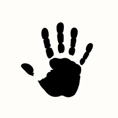 Black handprint isolated on a white background