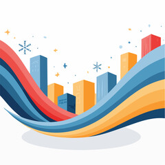 Abstract flat vector background with geometric wave shapes and solid color blocks.
Minimal and modern style without gradients or shadows, suitable for New Year and corporate design.