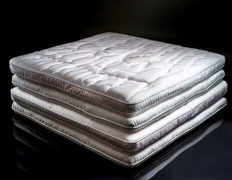 white mattresses folded in a stack with a texture surface on a black background emphasizing purity and comfort the image creates a sense of style and comfort