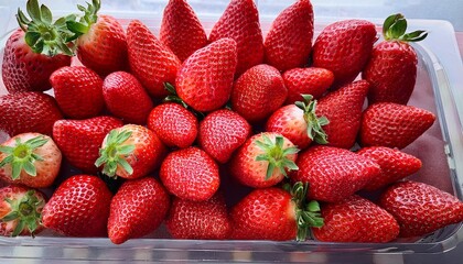 strawberry sensation fresh strawberries some whole and others artfully sliced showcasing their vibrant red color and succulent texture a celebration of nature s sweet delight