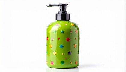 Minimal Soap Dispenser with Subtle Polka Dot Pattern Isolated on White Background