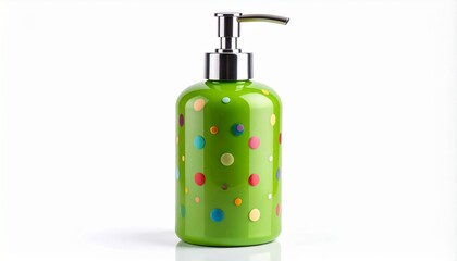 Minimal Soap Dispenser with Subtle Polka Dot Pattern Isolated on White Background
