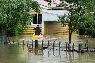Flood waters surround a farm house near Kawakawa northland  New Zealand