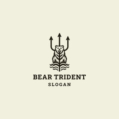Bear trident logo icon design template vector illustration