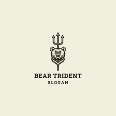 Bear trident logo icon design template vector illustration