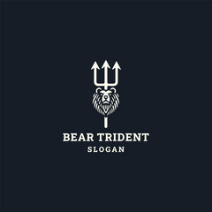 Bear trident logo icon design template vector illustration