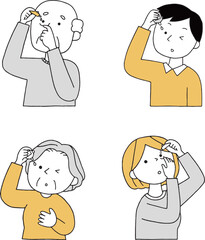 目薬を指す人々セット単色
