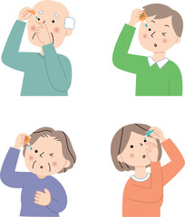 目薬を指す人々セット