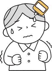 目薬を指すのが怖い男の子単色