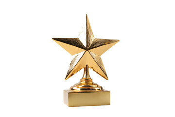 Golden Star Trophy on White Background