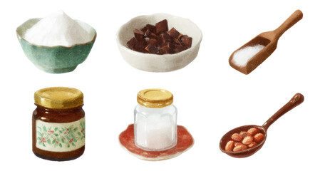 Sweet Holiday Toppings Illustrated in Watercolor Style on Transparent Background