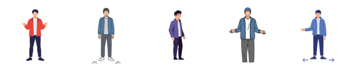 Obraz premium Decision Making Male Characters Flat Vector Illustration Choice Direction Concept