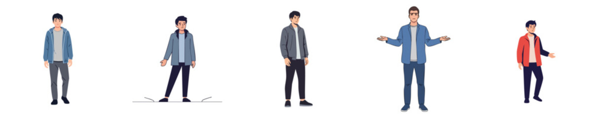 Obraz premium Decision Making Male Characters Flat Vector Illustration Set Modern Business Concept