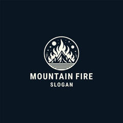 Fototapeta premium Mountain fire logo design template vector illustration