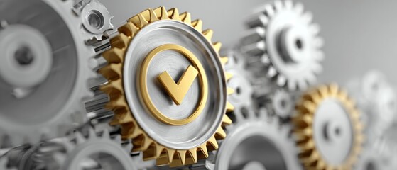 Gear with checkmark symbol business concept of successful process and system