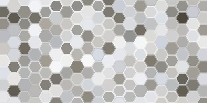 Seamless grey hexagon tile pattern. Honeycomb ceramic tiled texture for bathroom wall, kitchen floor, pool surface. Repeating mosaic grid background. Repeated light blue wallpaper. Vector backdrop