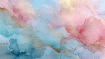 Soft pastel abstract with gold veins. AI generated