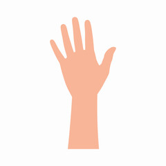 Fototapeta premium A simple illustration of a human hand raised with fingers spread apart, against a white background.