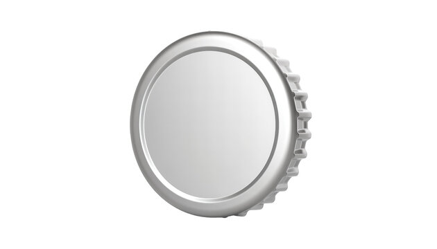 Blank Silver Bottle Cap Mockup on White Background.