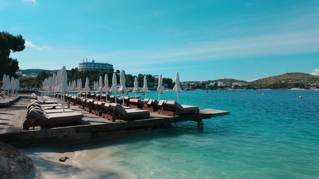 Ksamil Beach in Albania on sunny day