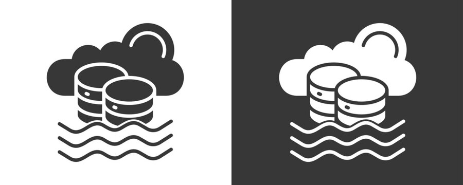 Data Lake Icon Set Vector Collection Isolated In Black And White