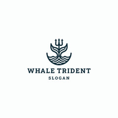 Fototapeta premium Whale trident logo template vector illustration design