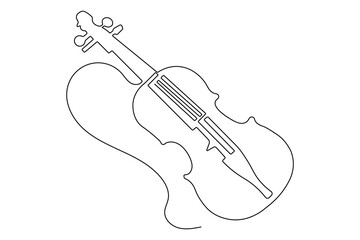 Fototapeta premium Violin icon continuous one line drawing minimalist style isolate outline