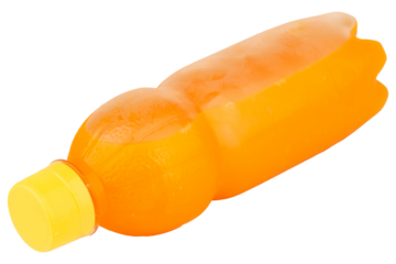 orange drink isolated on white background bottle plastic