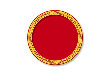 Luxury Red Circle with Golden Greek Key Meander Border Pattern