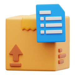 Order Document Attached to Package 3D Render Icon for Shipping Records