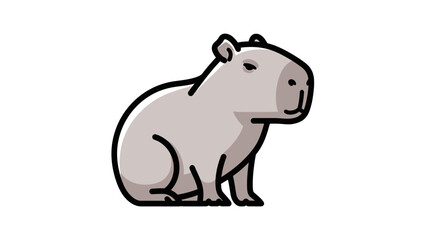 Fototapeta premium Cute cartoon capybara illustration on a white background, representing a friendly and calm rodent.