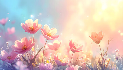 Fantastic flowers and light background