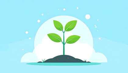 Illustration of a leaf sprouting from the soil