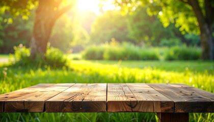 Wooden picnic table outdoor