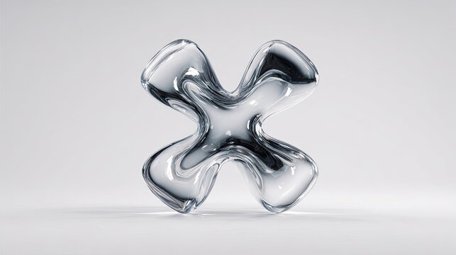 photorealistic 3D render of a glass abstract object, transparent material, realistic reflections, studio lighting, clean background