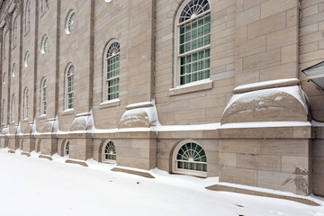 Nauvoo IL temple after a winter snowstorm